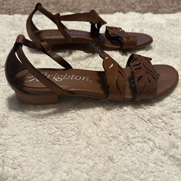 Brighton Leather Sandals Brown Hippie Boho Botanical Nature - Size 8 Women's - Picture 5 of 6